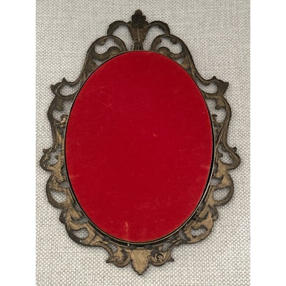 Set of 2 VTG Italian Ornate Oval Metal Frames Floral Prints Wall Hanging Baroque - Picture 9 of 12